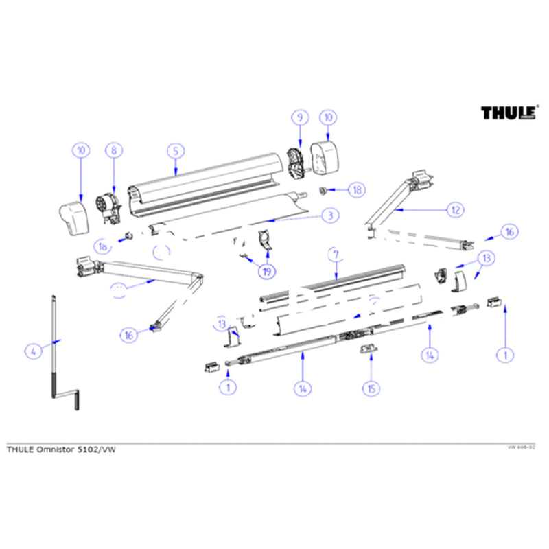 Thule RH ENDPLATE 5102 FOR VW T5 - 1500601202