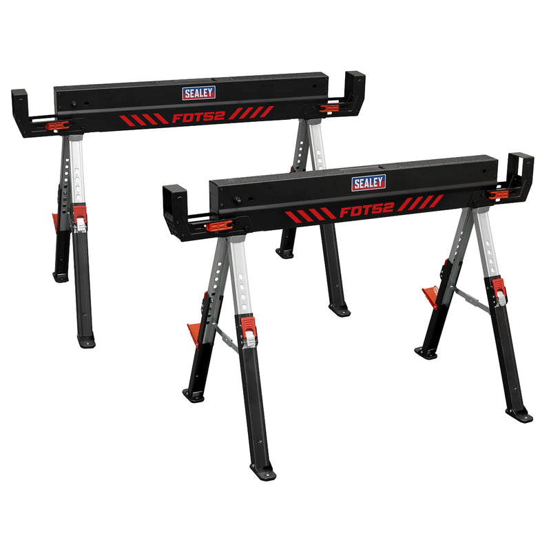 Sealey Adjustable Sawhorse Set 2 Piece 590kg Capacity