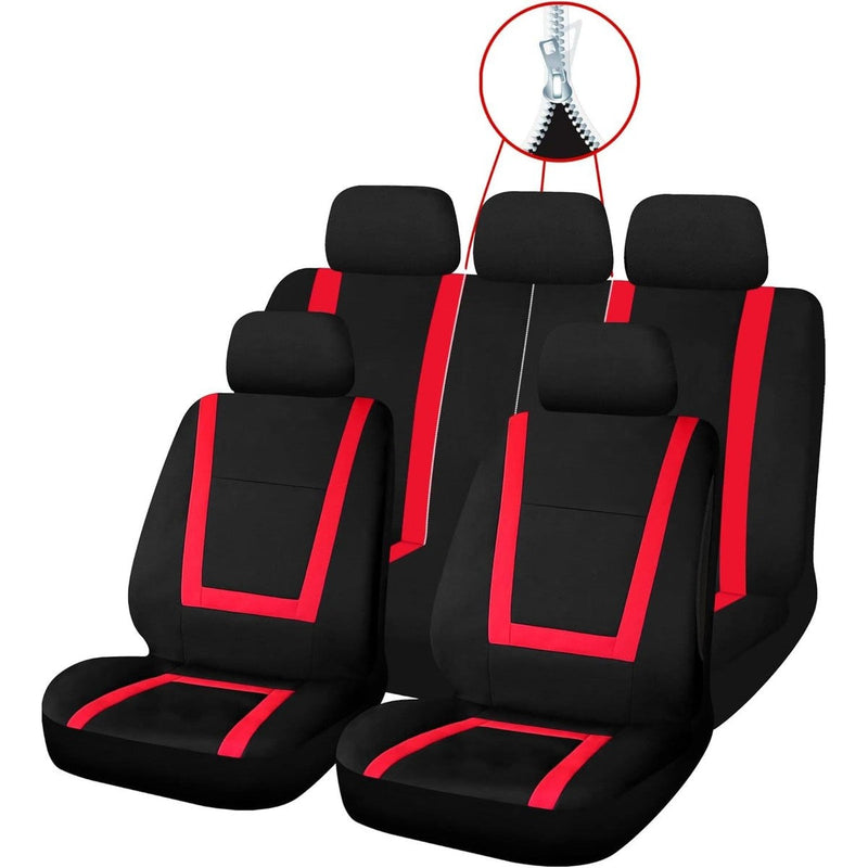 Sakura Greenwich Red and Black Full Front Rear Seat Covers Set Sakura - NN4 Online