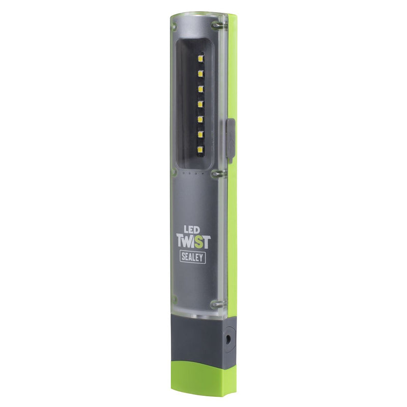 Sealey LED Twist Rechargeable Inspection Light 2W & 1W SMD LED LED401G Sealey - Dynamic Drive