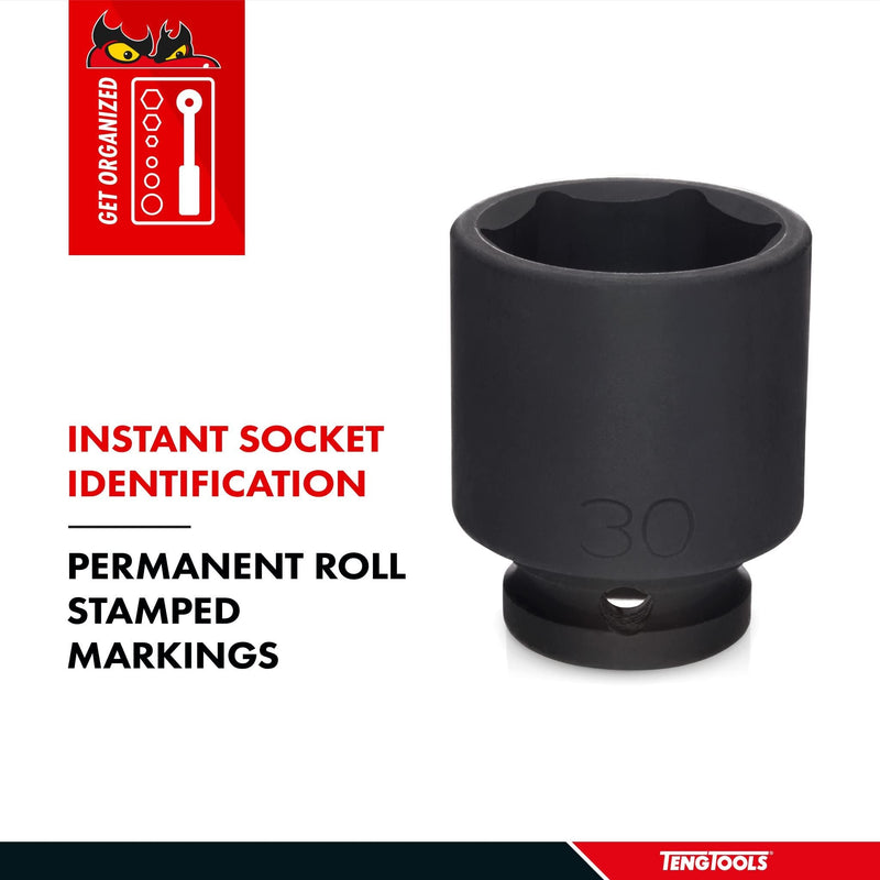 Teng Tools 1/2" Stubby Impact Socket DIN Metric 24mm Teng Tools - Dynamic Drive