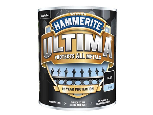 Hammerite Ultima Metal Paint Smooth Black 750ml Hammerite - NN4 Online