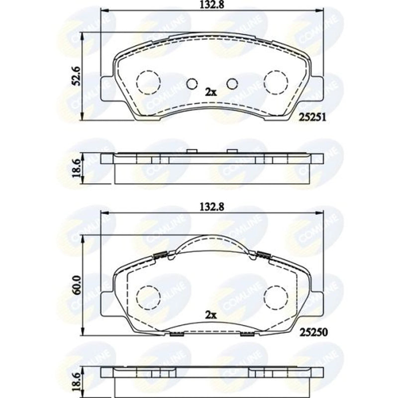 Comline 4 x Front Brake Pad Set fits Citroën C-Elysee 2012-2018 1.2 1.6