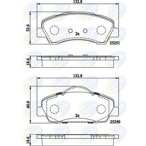 Comline 4 x Front Brake Pad Set fits Citroën C-Elysee 2012-2018 1.2 1.6