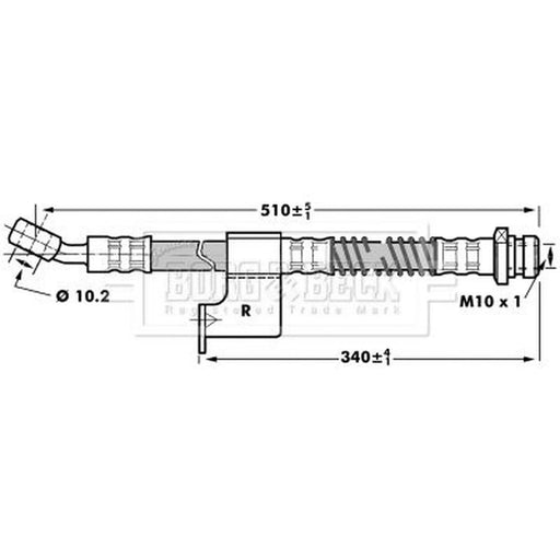 Borg & Beck Brake Hydraulic Hose Line Front Right BBH7033