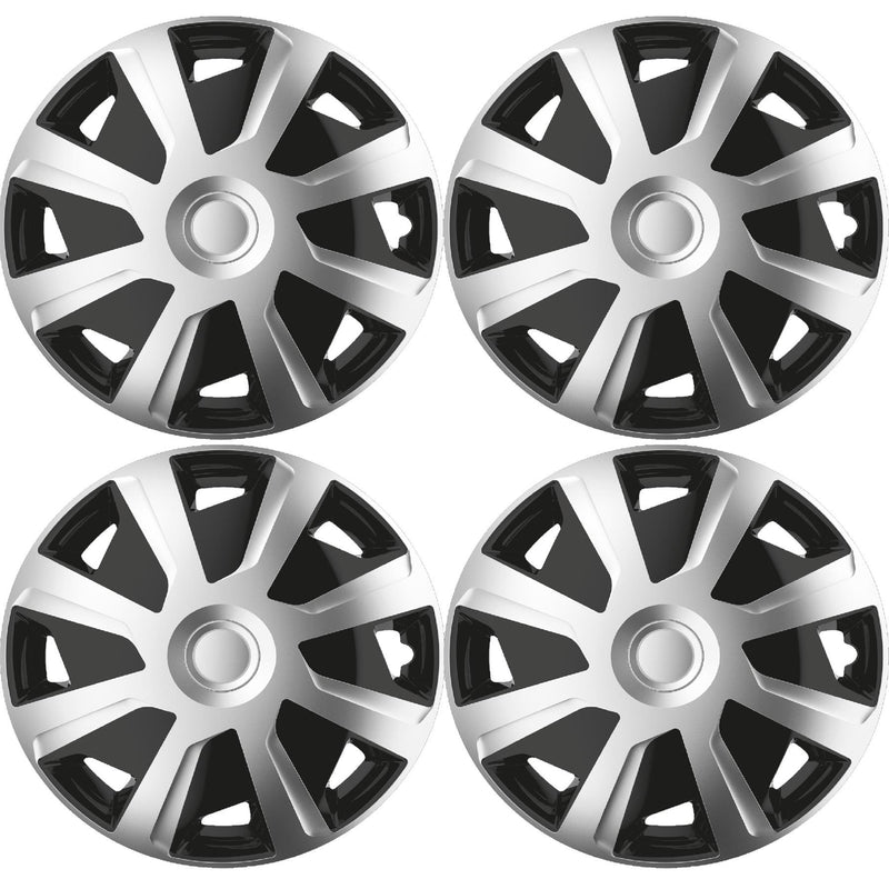 4 x 15" Alloy Look Black & Silver Deep Dish Motorhome Wheel Trims Hub Caps Vans Simply - Dynamic Drive