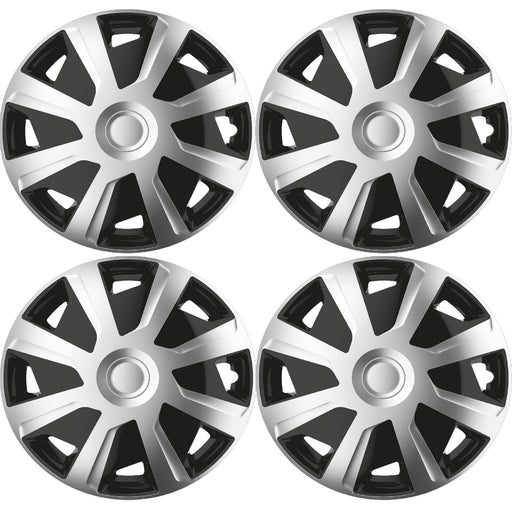 4 x 16" Alloy Look Black & Silver Deep Dish Motorhome Wheel Trims Hub Caps Vans Simply - Dynamic Drive