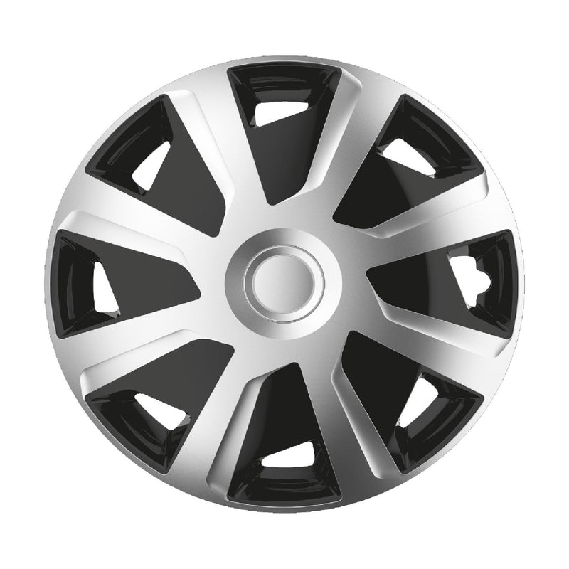 4 x 16" Alloy Look Black & Silver Deep Dish Motorhome Wheel Trims Hub Caps Vans Simply - Dynamic Drive