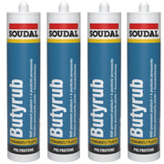 4 x Soudal Butyrub Non Setting Butyl bedding Sealant Seitz Window Glazing White Soudal - Dynamic Drive