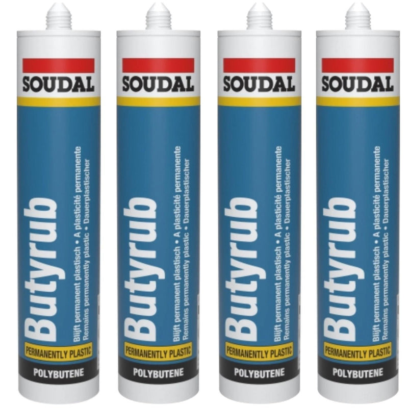 4 x Soudal Butyrub Non Setting Butyl bedding Sealant Seitz Window Glazing White Soudal - Dynamic Drive