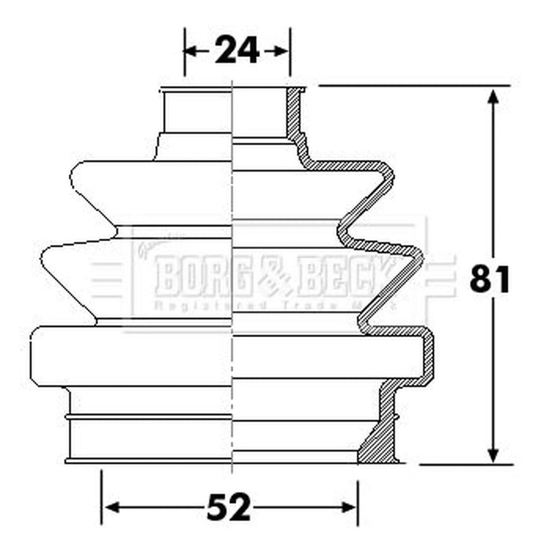 Borg & Beck Drive Shaft Bellow Kit transmission sided BCB6305