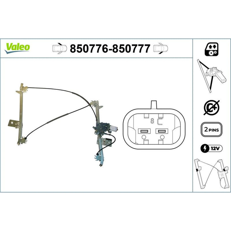 Valeo Electric Window Regulator Lifter Right Front 850777