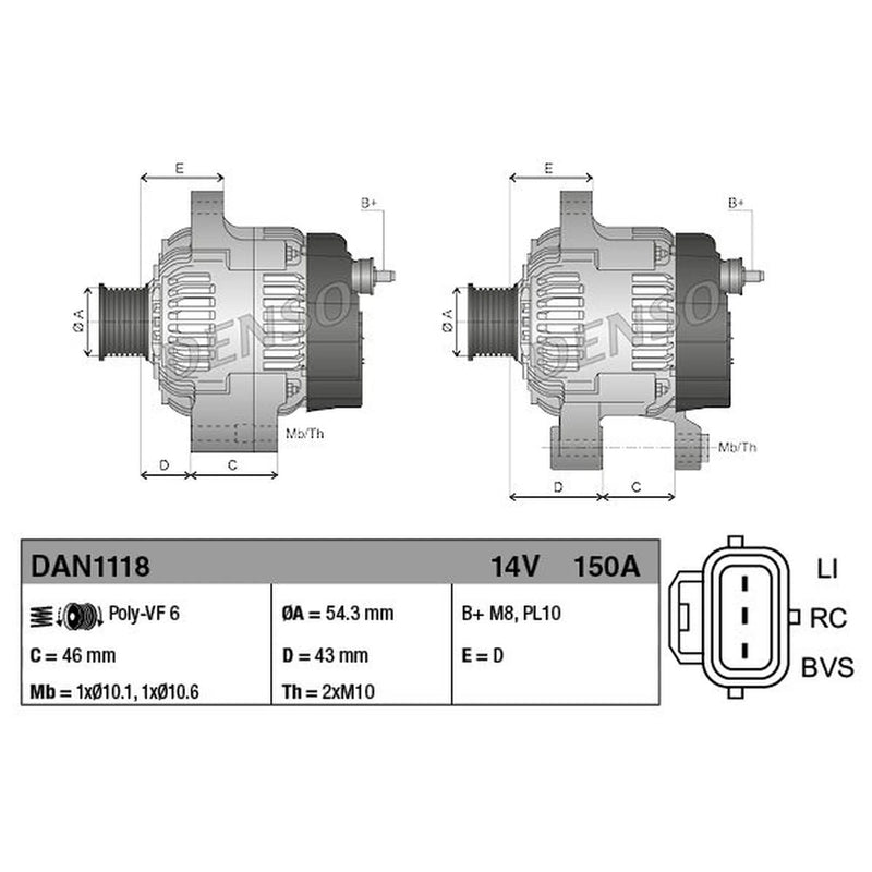 Denso Car Alternator 12V DAN1118