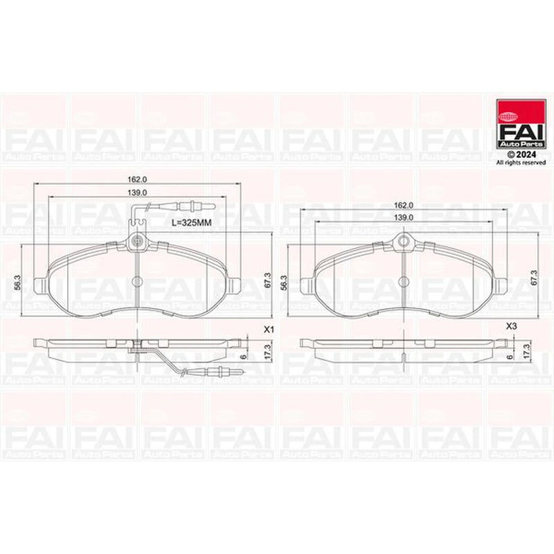 FAI Front Brake Pad Set fits Citroën Dispatch II 2007-2016 1.6 2.0