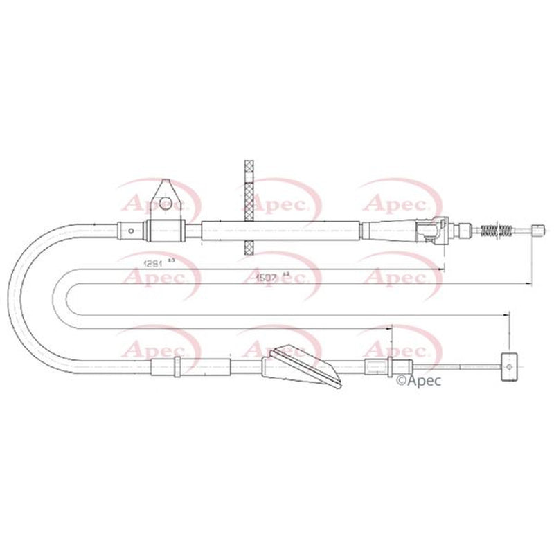 Apec Handbrake Cable Right Rear fits Opel Agila A 2000-2007 1.0 1.2
