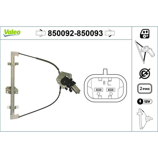 Valeo Electric Window Regulator Lifter Right Front 850093