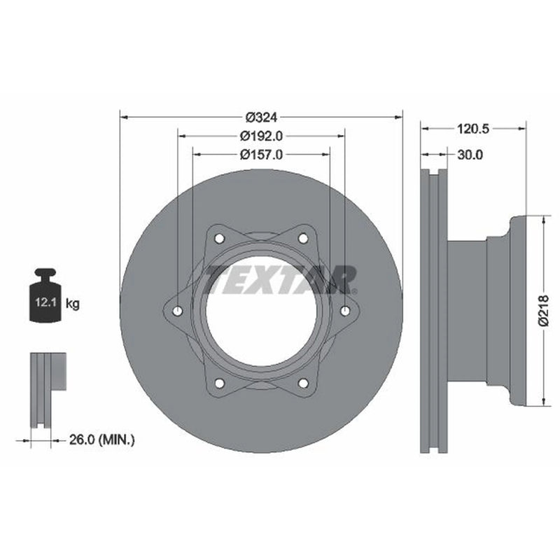Textar 2 x Internally Vented Brake Discs 93087700