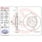Brembo 2 x Internally Vented Brake Discs fits Fiat Coupe 1996-2000 2.0