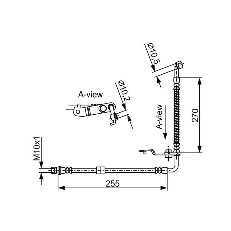 Bosch Brake Hydraulic Hose Line Front Right fits Mazda 6 2007-2013