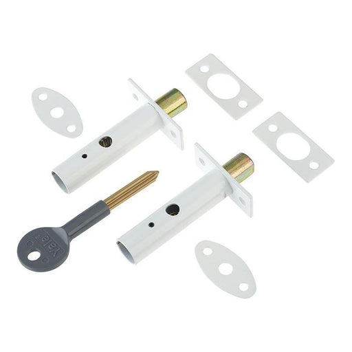 Yale Locks PM444 Door Security Bolts White Finish Visi of 2 Yale Locks - NN4 Online
