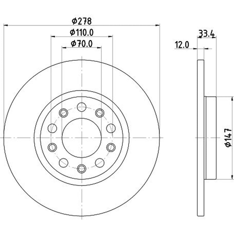 Mintex 2 x Solid Brake Discs fits Jeep Cherokee 2013-2018 2.0 2.2 2.4 3.2
