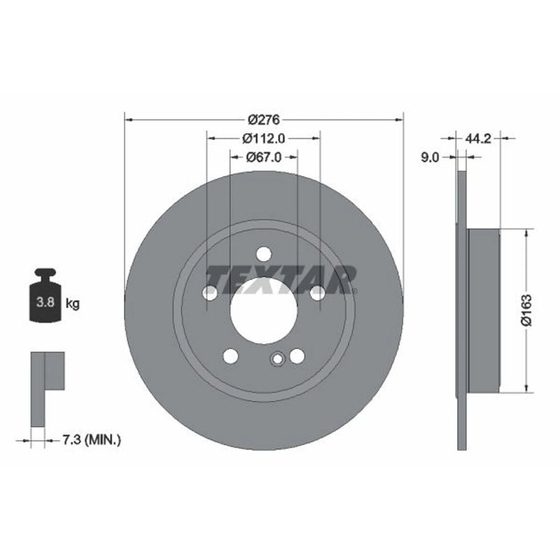 Textar 2 x Solid Rear Brake Discs 92241303-x2