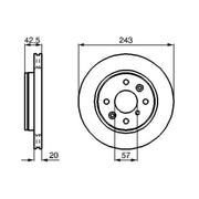Bosch 2 x Internally Vented Brake Discs fits Kia Mentor 1993-1997 1.5 1.6 1.8