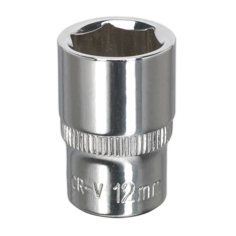 Sealey WallDrive Socket 12mm 1/4"Sq Drive Fully Polished SP1412 Sealey - Dynamic Drive