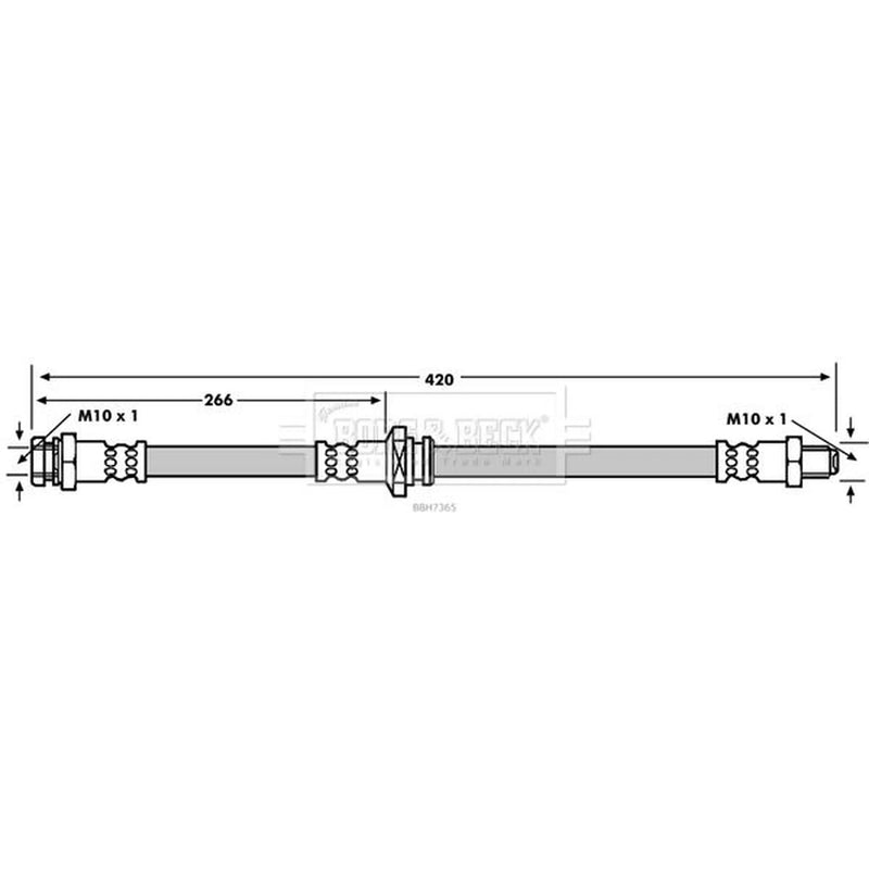 Borg & Beck Brake Hydraulic Hose Line Front Right BBH7365