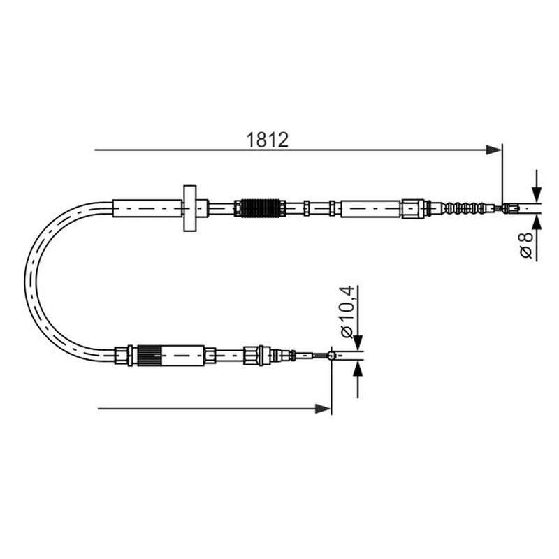Bosch Handbrake Cable Right Rear fits Audi A4 B5 1994-2001