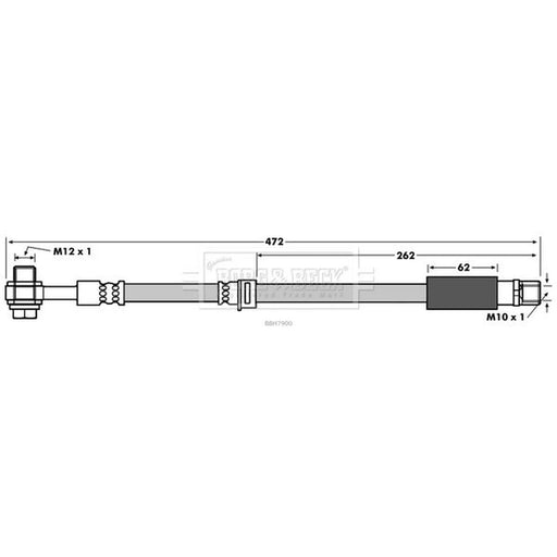 Borg & Beck Brake Hydraulic Hose Line Front Right BBH7900