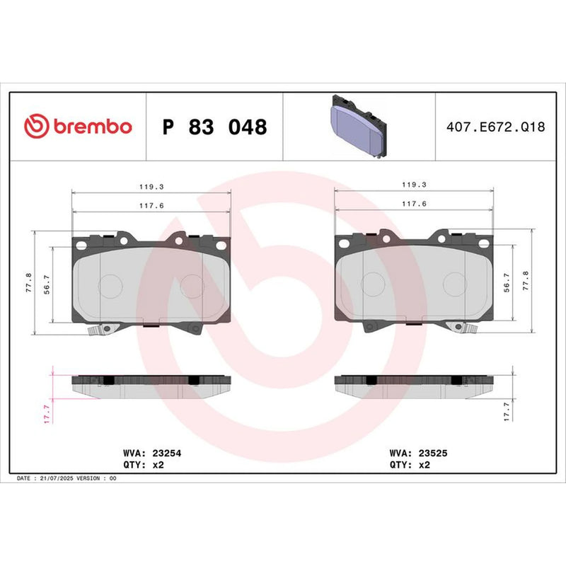 Brembo Front & Rear Pads fits Toyota Land Cruiser 1990-2001 4.2