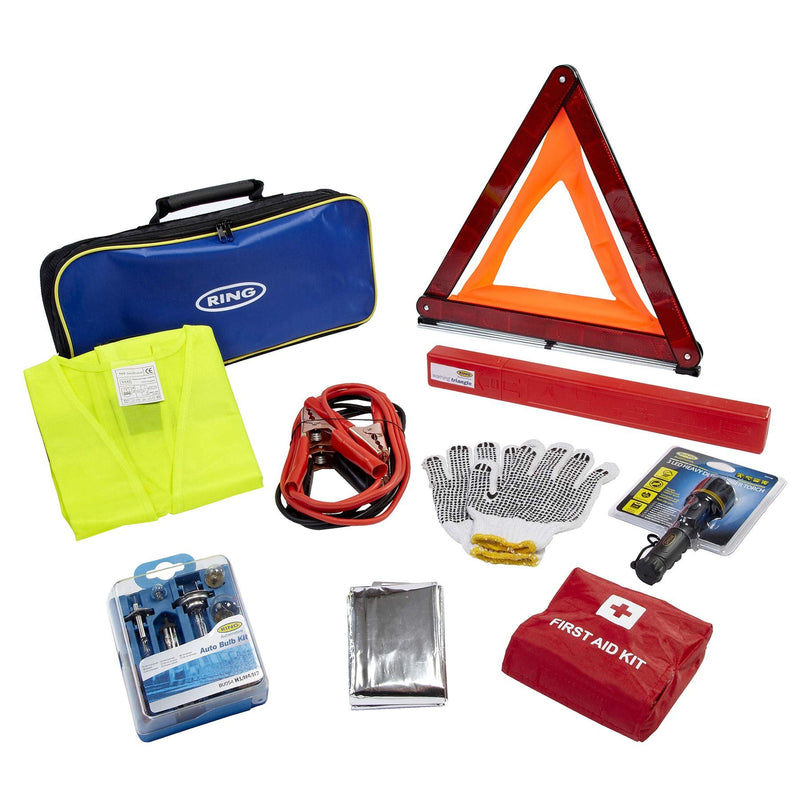 Ring RCT2 9 Piece Emergency Car Kit, with Universal Spare Bulb Kit, Booster Cabl Ring Automotive - Dynamic Drive