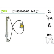 Valeo Electric Window Regulator Lifter Left Rear 851146