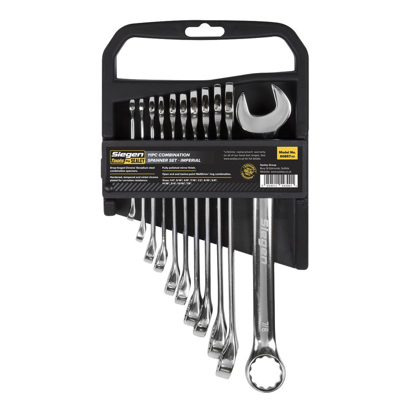Seigen by Sealey Combination Spanner Set 11pc Imperial S0857 Seigen by Sealey  - Dynamic Drive