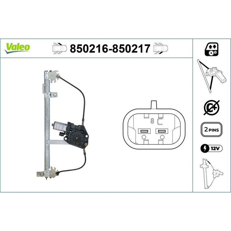 Valeo Electric Window Regulator Lifter Right Front 850217