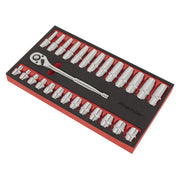 Sealey Ratchet Wrench & Socket Set 27pc 1/2"Sq Drive AK66723 Sealey - Dynamic Drive