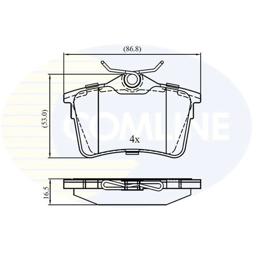 Comline 4 x Rear Brake Pad Set fits Citroën Berlingo 2018 on 1.2
