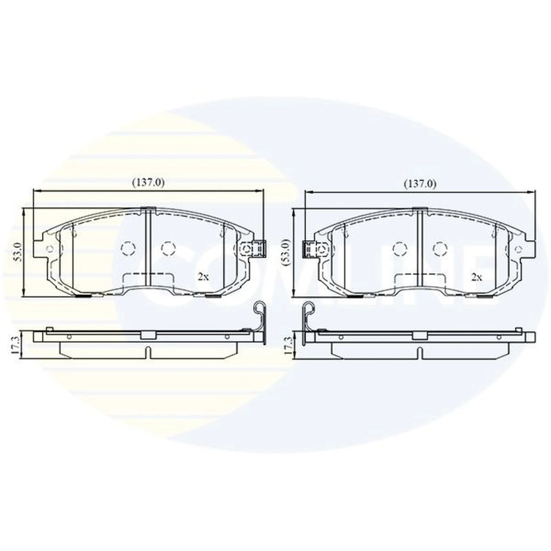 Comline 4 x Front Brake Pad Set fits Nissan Cube 2009-2010 1.5 1.6