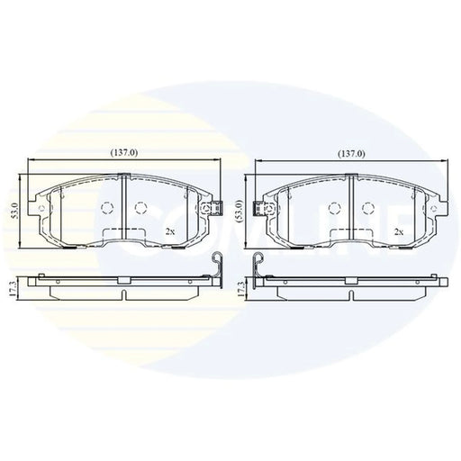 Comline 4 x Front Brake Pad Set fits Nissan Cube 2009-2010 1.5 1.6