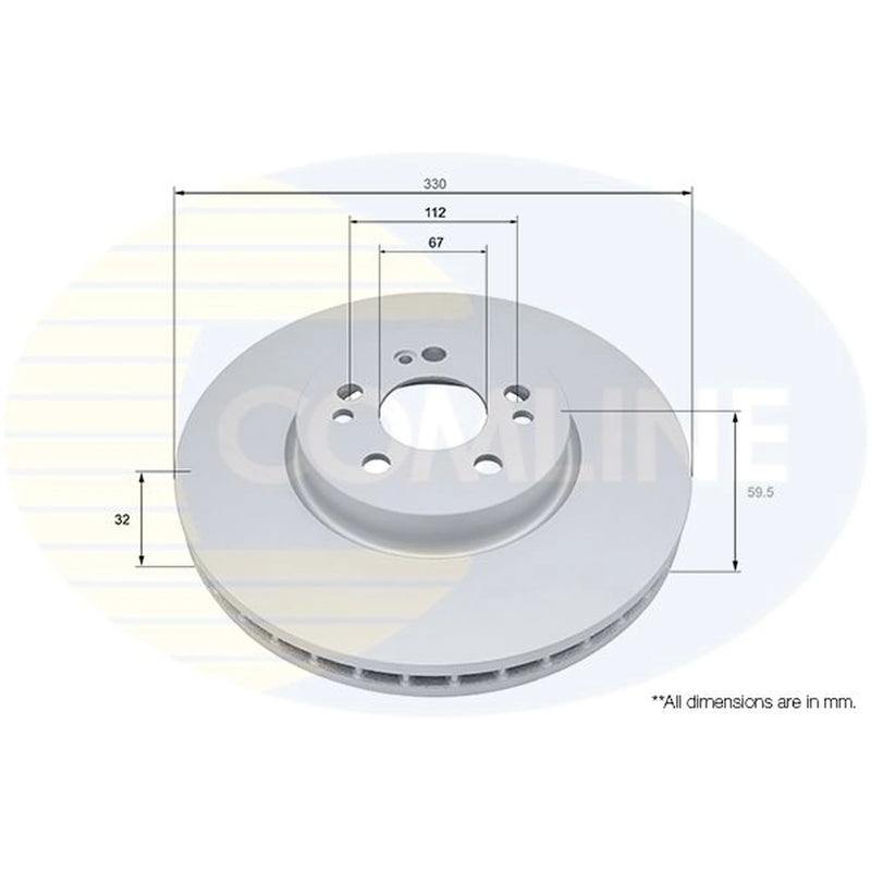 Comline 2 x Brake Discs fits Mercedes-Benz Gle 2018-2023 167.119