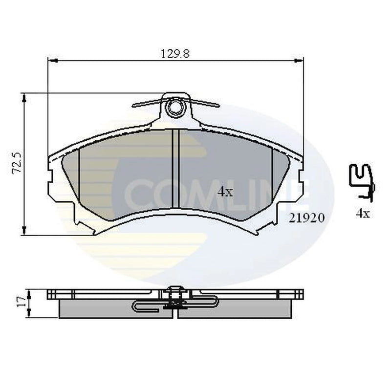 Comline 4 x Front Brake Pad Set fits Mitsubishi Colt Czc VI 2006-2009 1.5