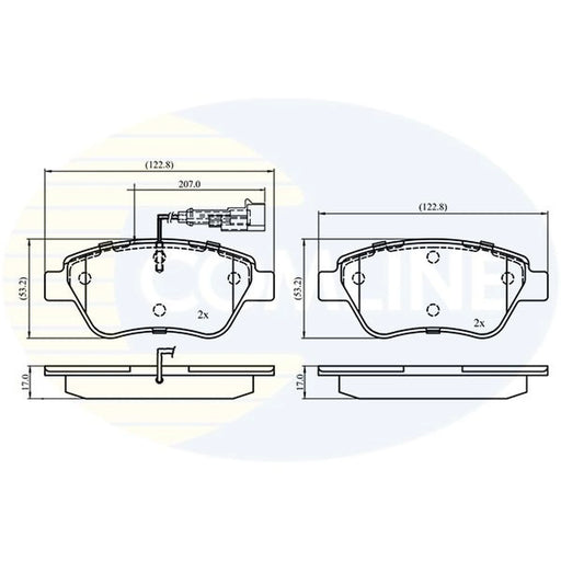 Comline 4 x Front Brake Pad Set fits Alfa Romeo Mito 2008-2018 0.9 1.4