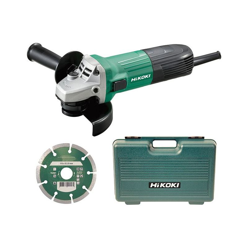 Hikoki G12STX/J8 Angle Grinder 115mm Diamond Blade & Case 600W 110V HiKOKI - Dynamic Drive