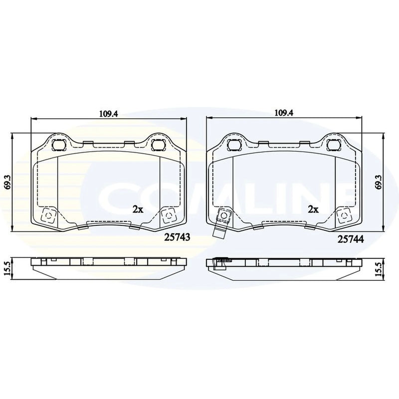 Comline 4 x Rear Brake Pad Set fits Hyundai Genesis 2008-2014 2.0 3.8