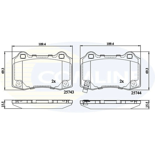 Comline 4 x Rear Brake Pad Set fits Hyundai Genesis 2008-2014 2.0 3.8