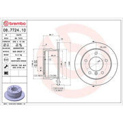 Brembo 2 x Solid Rear Brake Discs 08.7724.10-x2