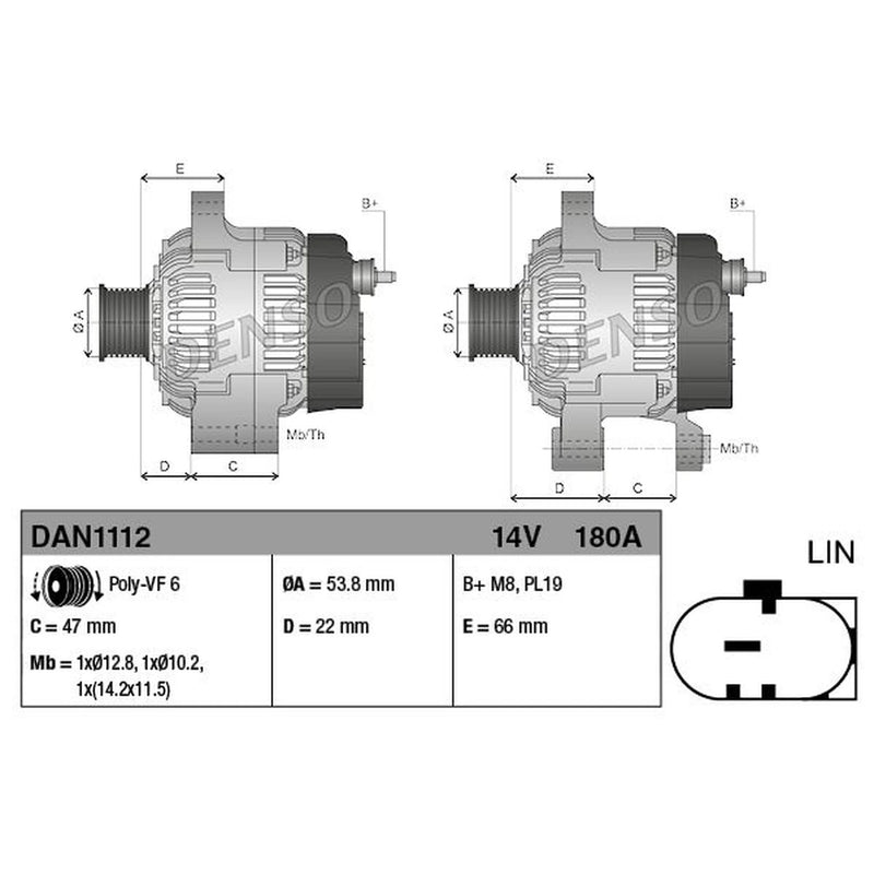 Denso Car Alternator 12V DAN1112