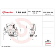 Brembo Brake Caliper Assembly Rear Left fits Nissan NV400 2011-2022
