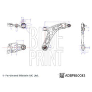 Blue Print Control/Trailing Arm Front Right fits Hyundai I30 2011-2017 1.4 1.6